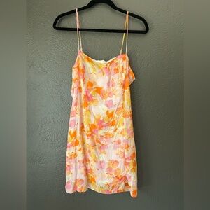 Altar'd State Pink Yellow and Orange floral Mini Dress